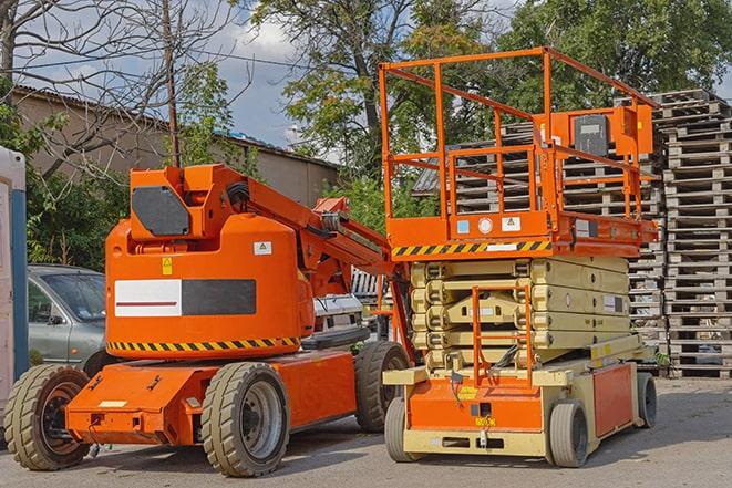 warehouse operations with forklift in motion in Howell